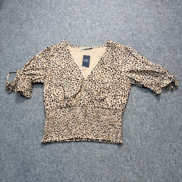 Women's‎ Abercrombie & Fitch Leopard Print Smock Bottom Blouse Size Small - Picture 2 of 11